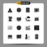 ensemble de 16 symboles d'icônes d'interface utilisateur modernes signes pour la cuisson des éléments de conception vectoriels modifiables en ligne de marketing internet cuit au four vecteur