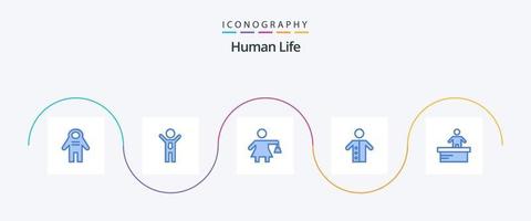 pack d'icônes bleu humain 5 comprenant un bureau. prêtre. gens. prédicateur. pasteur vecteur