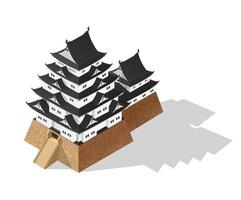 château japonais abstrait isométrique, temple de la citadelle vecteur