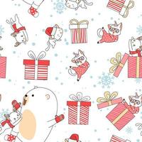 modèle de jour de noël personnages ours et chat kawaii vecteur