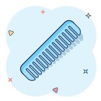 icône de brosse à cheveux dans le style comique. pictogramme d'illustration de dessin animé de vecteur d'accessoire de peigne. effet d'éclaboussure de concept d'entreprise de brosse à cheveux.