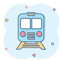 icône de métro dans le style comique. illustration de vecteur de dessin animé de métro de train sur fond blanc isolé. concept d'entreprise d'effet d'éclaboussure de fret ferroviaire.