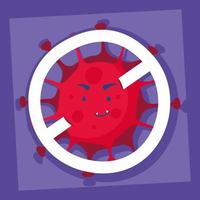 coronavirus avec personnage de bande dessinée symbole interdit vecteur