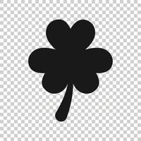 icône de trèfle à trois feuilles dans un style plat. illustration vectorielle de st patricks day sur fond blanc isolé. concept d'entreprise en forme de fleur. vecteur