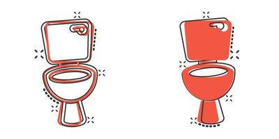 icône de la cuvette des toilettes dans le style comique. illustration vectorielle de dessin animé d'hygiène sur fond isolé. concept d'entreprise de signe d'effet d'éclaboussure de toilettes wc. vecteur