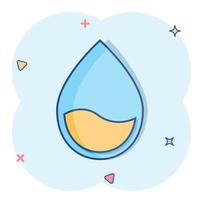 icône de goutte d'eau dans le style comique. pictogramme d'illustration de dessin animé de vecteur de goutte de pluie. effet d'éclaboussure de concept d'entreprise goutte d'eau de gouttelettes.