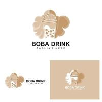 création de logo de boisson boba, vecteur de bulle de boisson de gelée moderne, illustration de verre de marque de boisson boba. conception adaptée aux cafés, marques de boissons