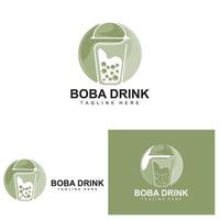 création de logo de boisson boba, vecteur de bulle de boisson de gelée moderne, illustration de verre de marque de boisson boba. conception adaptée aux cafés, marques de boissons