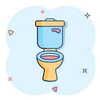 icône de la cuvette des toilettes dans le style comique. illustration vectorielle de dessin animé d'hygiène sur fond isolé. concept d'entreprise de signe d'effet d'éclaboussure de toilettes wc. vecteur