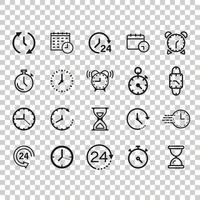 icône de temps définie dans un style plat. agenda horloge illustration vectorielle sur fond blanc isolé. sablier, concept d'entreprise de minuterie de montre-bracelet. vecteur