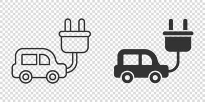 icône de voiture électrique dans un style plat. illustration vectorielle électro auto sur fond blanc isolé. concept d'entreprise de transport écologique. vecteur