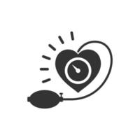 icône de la pression artérielle dans un style plat. illustration vectorielle de moniteur de rythme cardiaque sur fond isolé. concept d'entreprise de signe de diagnostic d'impulsion. vecteur