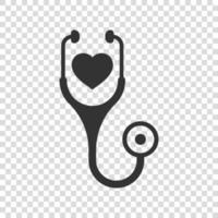 icône de stéthoscope dans un style plat. illustration vectorielle de diagnostic cardiaque sur fond isolé. concept d'entreprise de signe de médecine. vecteur