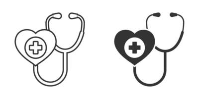 icône de stéthoscope dans un style plat. illustration vectorielle de diagnostic cardiaque sur fond isolé. concept d'entreprise de signe de médecine. vecteur