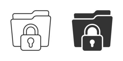 icône d'autorisation de dossier de fichiers dans un style plat. illustration vectorielle d'accès aux documents sur fond isolé. concept d'entreprise de signe d'archives secrètes. vecteur