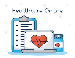 technologie de santé en ligne via un ordinateur portable vecteur