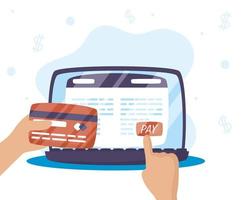 technologie de paiement en ligne sur l'ordinateur portable vecteur