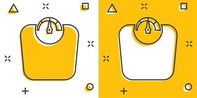 icône d'échelle de poids de salle de bain dans le style comique. illustration de vecteur de dessin animé de mesure de masse sur fond isolé. concept d'entreprise de signe d'effet d'éclaboussure en surpoids.