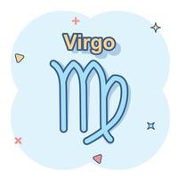 icône du zodiaque vierge de dessin animé vectoriel dans le style comique. pictogramme d'illustration de signe d'astrologie. concept d'effet d'éclaboussure d'entreprise horoscope vierge.