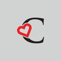 logo coeur lettre c. belle création de logo d'amour vectoriel. c amour contour créatif lettre design vecteur