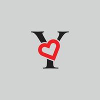 logo coeur lettre y. belle création de logo d'amour vectoriel. y aime la conception de lettres créatives vecteur