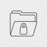 icône d'autorisation de dossier de fichiers dans un style plat. illustration vectorielle d'accès aux documents sur fond isolé. concept d'entreprise de signe d'archives secrètes. vecteur