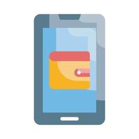 illustration de style vectoriel de portefeuille mobile. icône de contour affaires et finances.