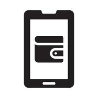 illustration de style vectoriel de portefeuille mobile. icône solide affaires et finances.