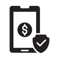illustration de style vecteur de paiement mobile. icône solide affaires et finances.