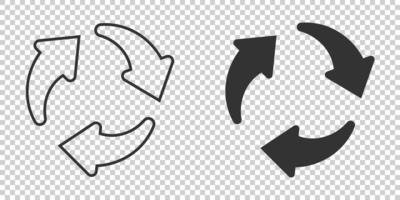 icône de recyclage dans un style plat. réutiliser l'illustration vectorielle sur fond blanc isolé. concept d'entreprise de signe de recyclage. vecteur