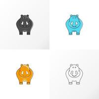mignon et adorable gros rhinocéros image graphique icône logo design abstrait concept vecteur stock. peut être utilisé comme symbole animal ou dessin animé associé.