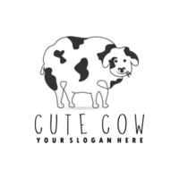 simple dessin animé mignon vache image graphique icône logo design abstrait concept vecteur stock. peut être utilisé comme symbole lié à l'élevage ou aux enfants