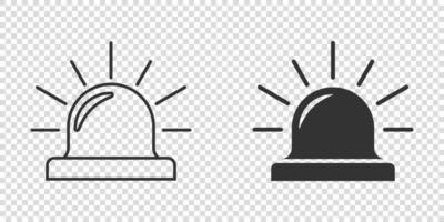 icône d'alarme d'urgence dans un style plat. illustration vectorielle de lampe d'alerte sur fond isolé. concept d'entreprise de signe d'urgence de la police. vecteur