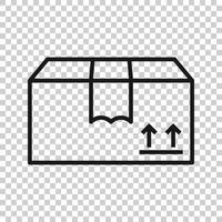 icône de boîte d'expédition dans un style plat. illustration vectorielle de conteneur sur fond blanc isolé. concept d'entreprise d'emballage en carton. vecteur