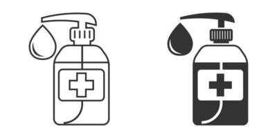 icône de désinfectant pour les mains dans un style plat. illustration vectorielle de bouteille antiseptique sur fond isolé. désinfecter le concept d'entreprise de signe de gel. vecteur