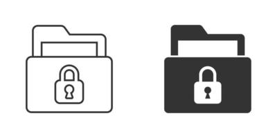 icône d'autorisation de dossier de fichiers dans un style plat. illustration vectorielle d'accès aux documents sur fond isolé. concept d'entreprise de signe d'archives secrètes. vecteur