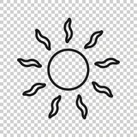 icône de soleil dans un style plat. signe de la lumière du soleil illustration vectorielle sur fond blanc isolé. concept d'entreprise à la lumière du jour. vecteur