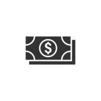icône de billet de monnaie dollar dans un style plat. illustration vectorielle de dollar cash sur fond blanc isolé. concept d'entreprise de billet de banque. vecteur