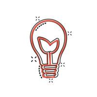 icône d'ampoule dans le style comique. illustration de vecteur de dessin animé d'ampoule sur fond blanc isolé. concept d'entreprise de signe d'effet d'éclaboussure de lampe à énergie.