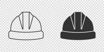 icône de casque de construction dans un style plat. illustration vectorielle de bouchon de sécurité sur fond isolé. concept d'entreprise de signe de chapeau de travailleur. vecteur