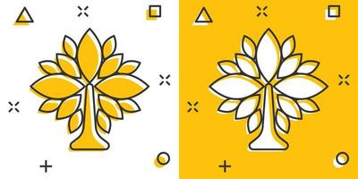 icône de feuille dans le style comique. illustration de vecteur de dessin animé de plante sur fond blanc isolé. fleur splash effet signe concept d'entreprise.