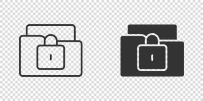 icône d'autorisation de dossier de fichiers dans un style plat. illustration vectorielle d'accès aux documents sur fond isolé. concept d'entreprise de signe d'archives secrètes. vecteur