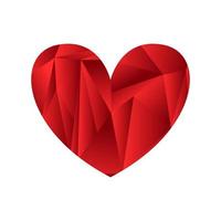 forme de coeur rubis rouge de triangles. un élément de design pour la saint valentin. une carte de voeux. illustration vectorielle vecteur