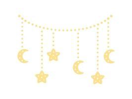 lune et étoiles lumières pendantes banderoles guirlande illustration vectorielle vecteur