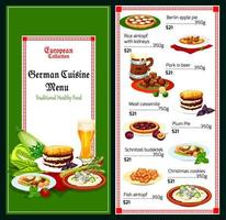 menu de cuisine allemande et bavaroise vecteur