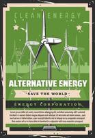 écologie, énergie alternative, moulins à vent vecteur