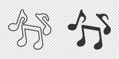 icône de note de musique dans un style plat. illustration vectorielle de chanson sur fond blanc isolé. concept d'entreprise de signe de musicien. vecteur