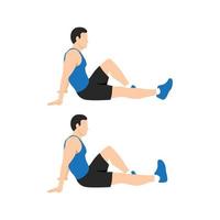 homme faisant des exercices de pompage de la cheville en 2 étapes. de bons exercices posent pour soulager l'exercice de gonflement des jambes. illustration de vecteur plat isolé sur fond blanc