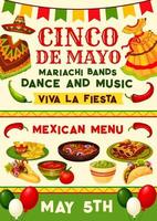 invitation à une fête mexicaine de cinco de mayo vecteur