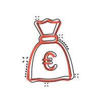 icône de sac d'argent dans le style comique. illustration de vecteur de dessin animé de sac d'argent sur fond isolé. concept d'entreprise de signe d'effet d'éclaboussure de sac de pièces.